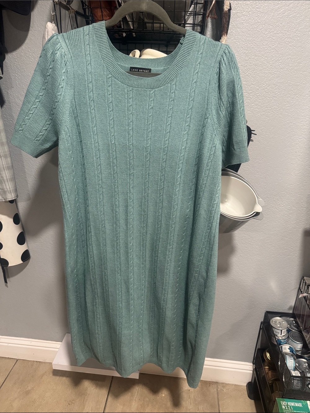 Lane Bryant Mint Green Cable-Knit Midi Dress